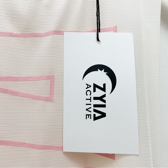 NWT Zyia Hot Pink Ivory Blush Spell-Out Athlete Tank Muscle Top Size Small NEW - Picture 10 of 13